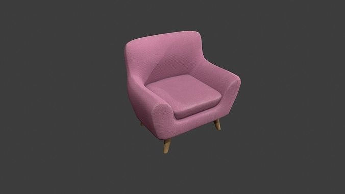 Pink Armchair Low-poly 3D model
