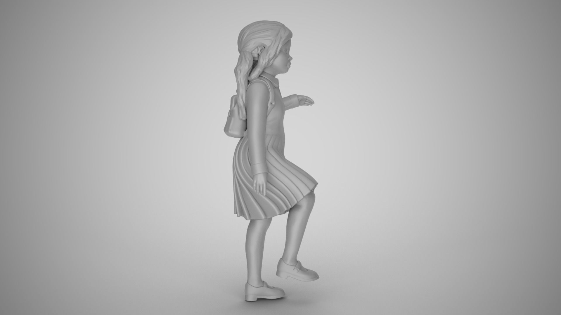 Little School Girl Climbing Steps 3D print model_3