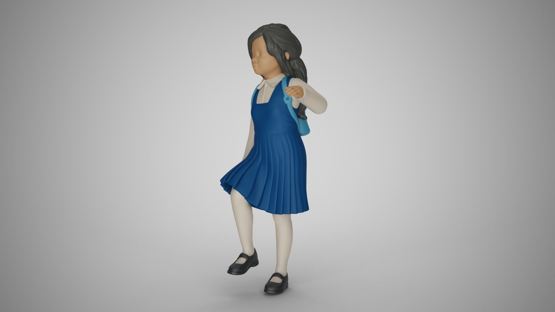 Little School Girl Climbing Steps 3D print model_9