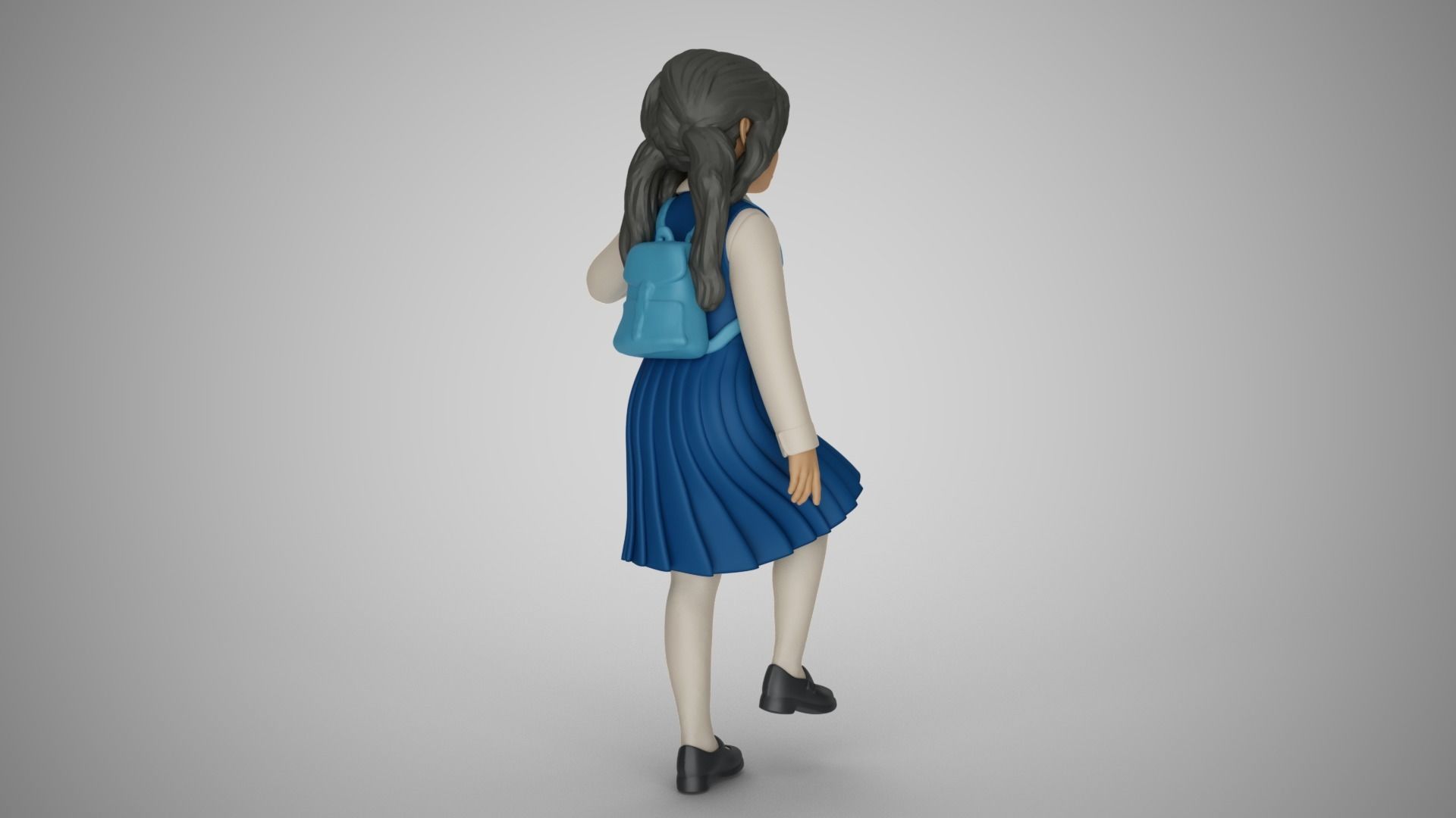 Little School Girl Climbing Steps 3D print model_5