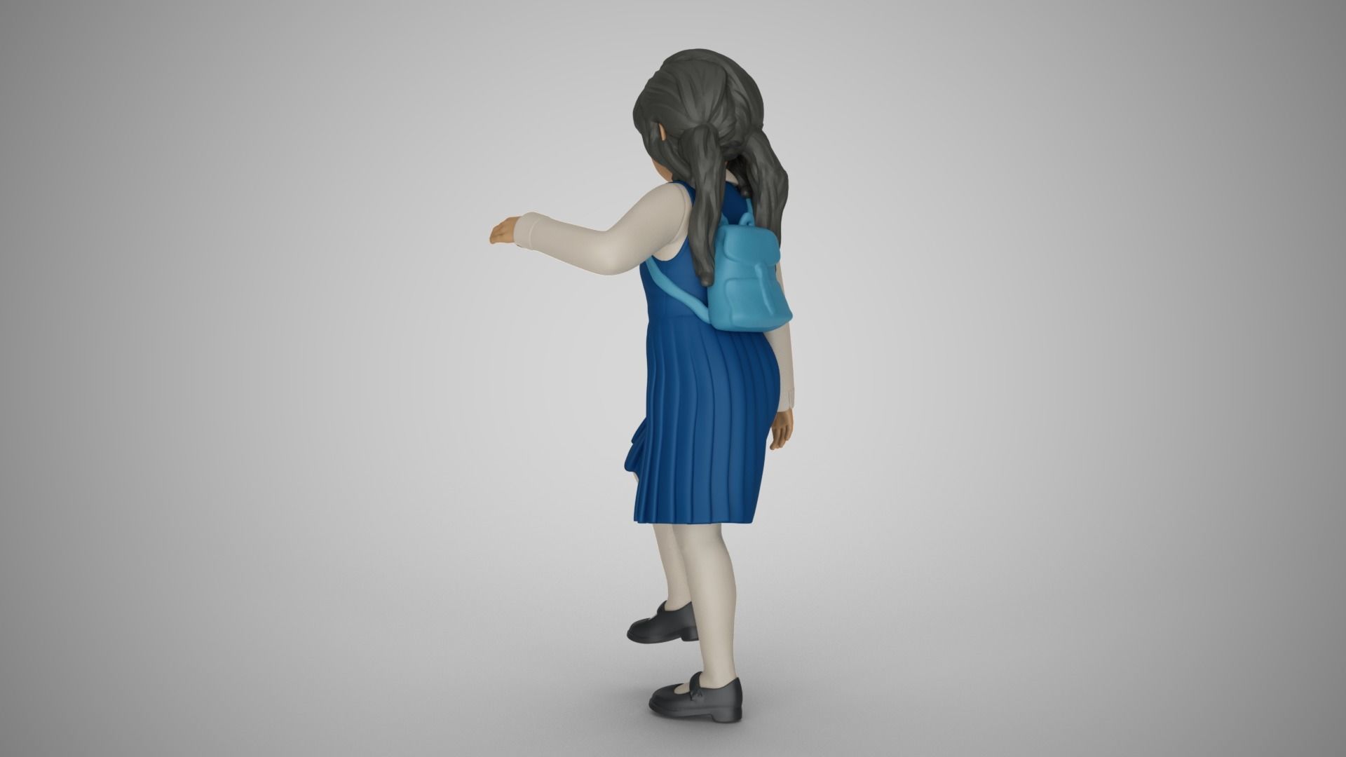 Little School Girl Climbing Steps 3D print model_7