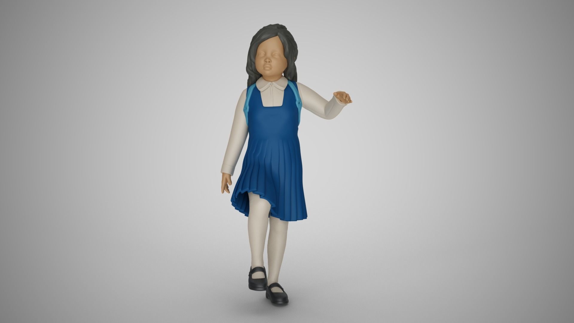 Little School Girl Climbing Steps 3D print model_10
