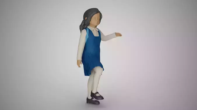 Little School Girl Climbing Steps 3D print model