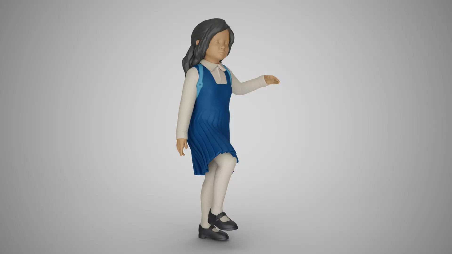 Little School Girl Climbing Steps 3D print model_0