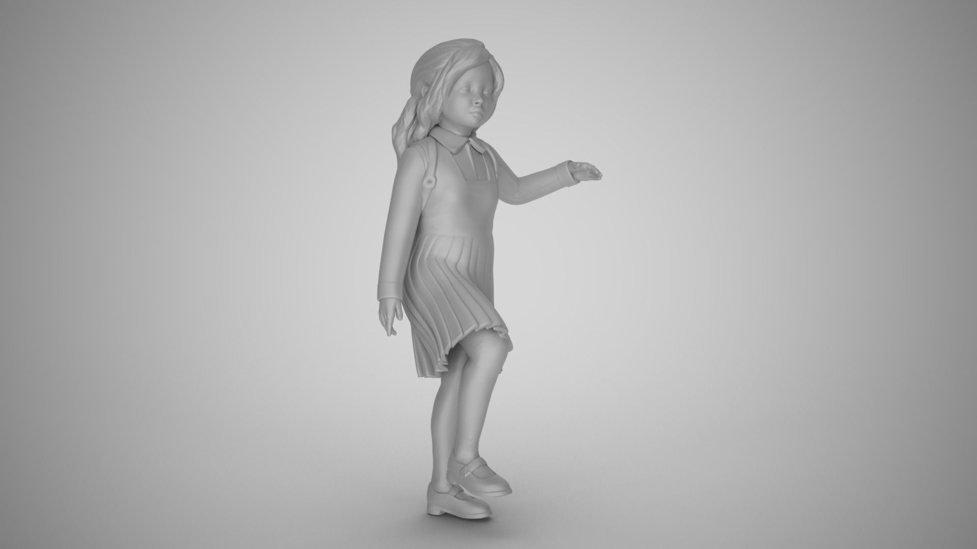 Little School Girl Climbing Steps 3D print model_2