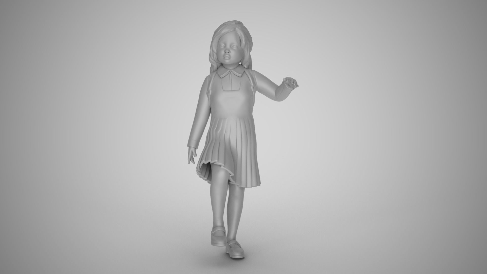 Little School Girl Climbing Steps 3D print model_1