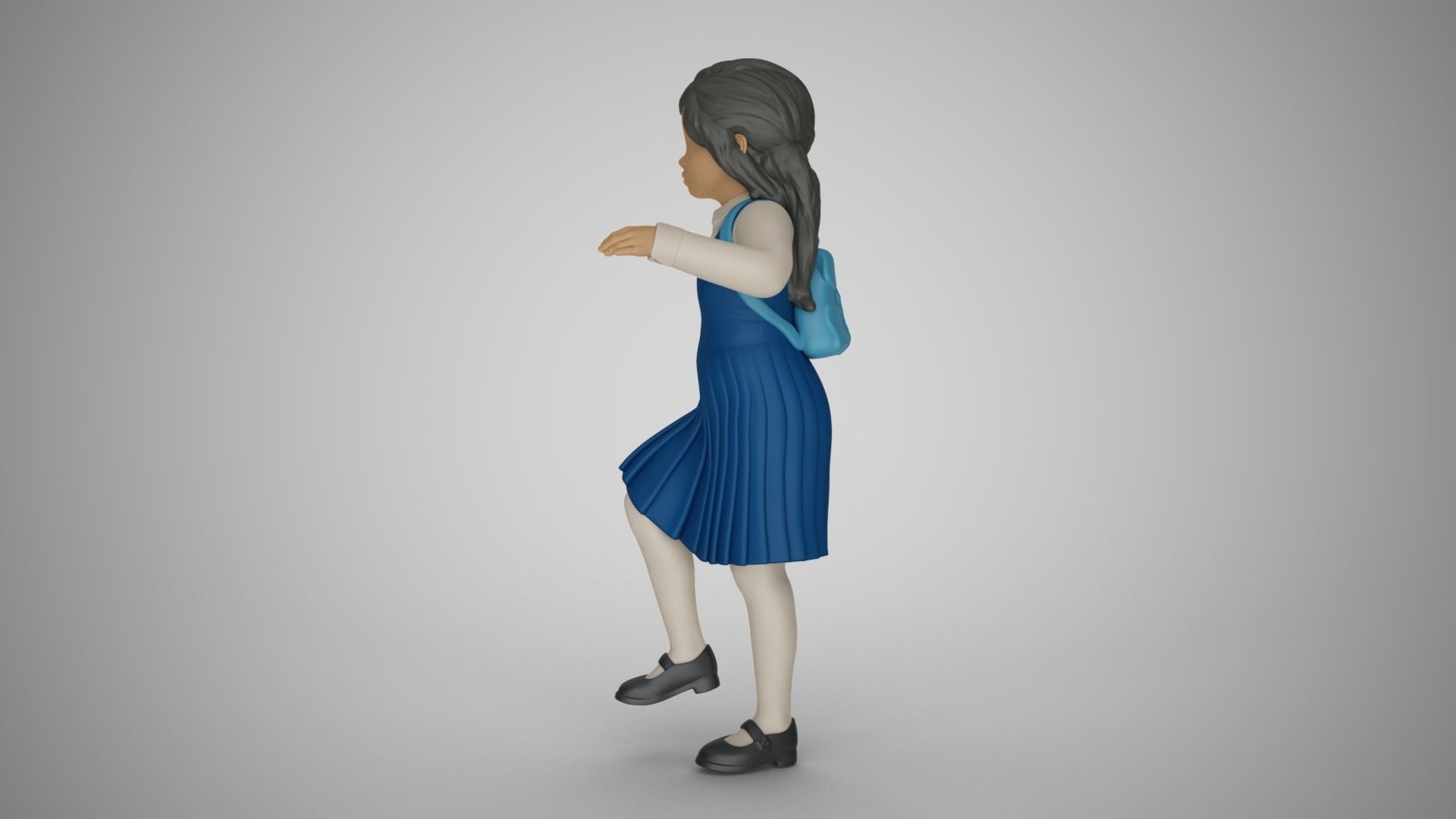 Little School Girl Climbing Steps 3D print model_8