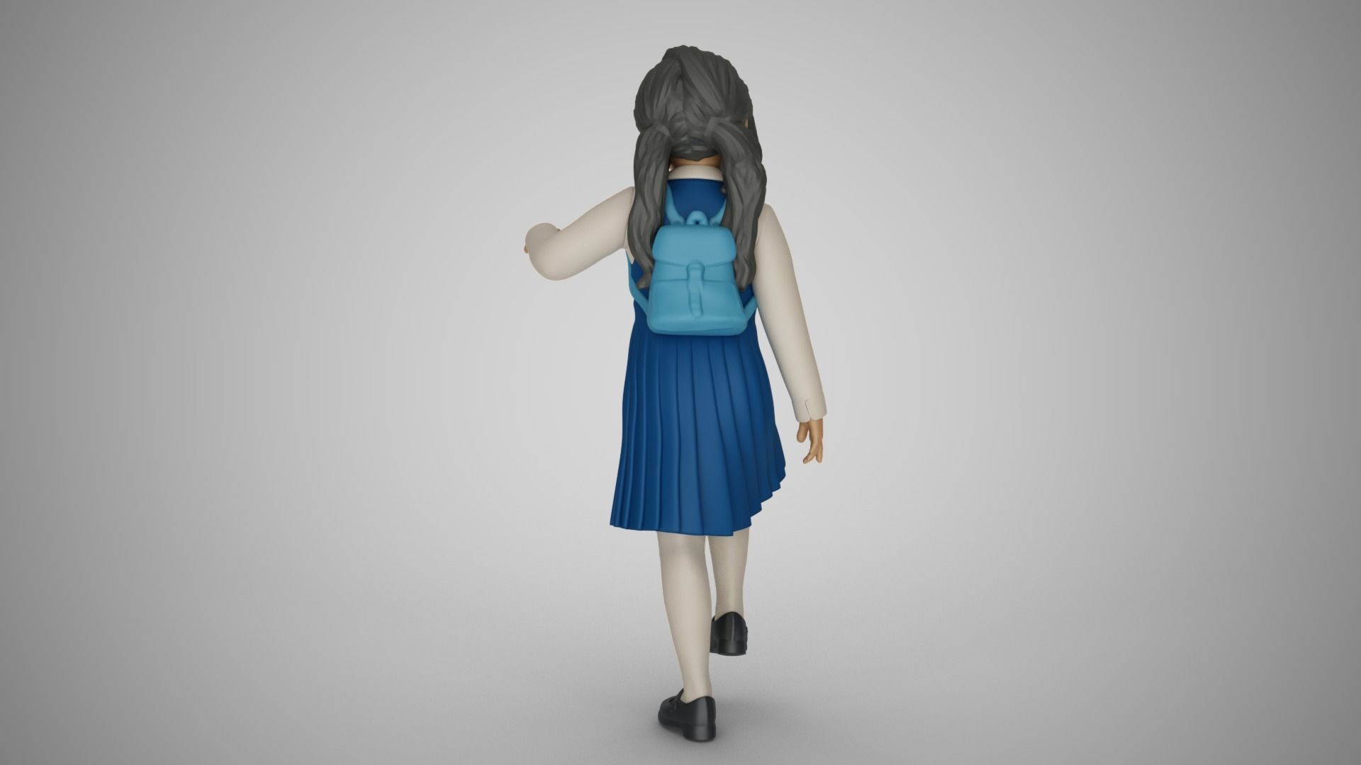 Little School Girl Climbing Steps 3D print model_6