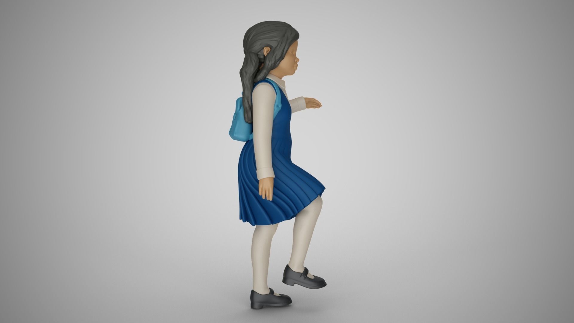 Little School Girl Climbing Steps 3D print model_4