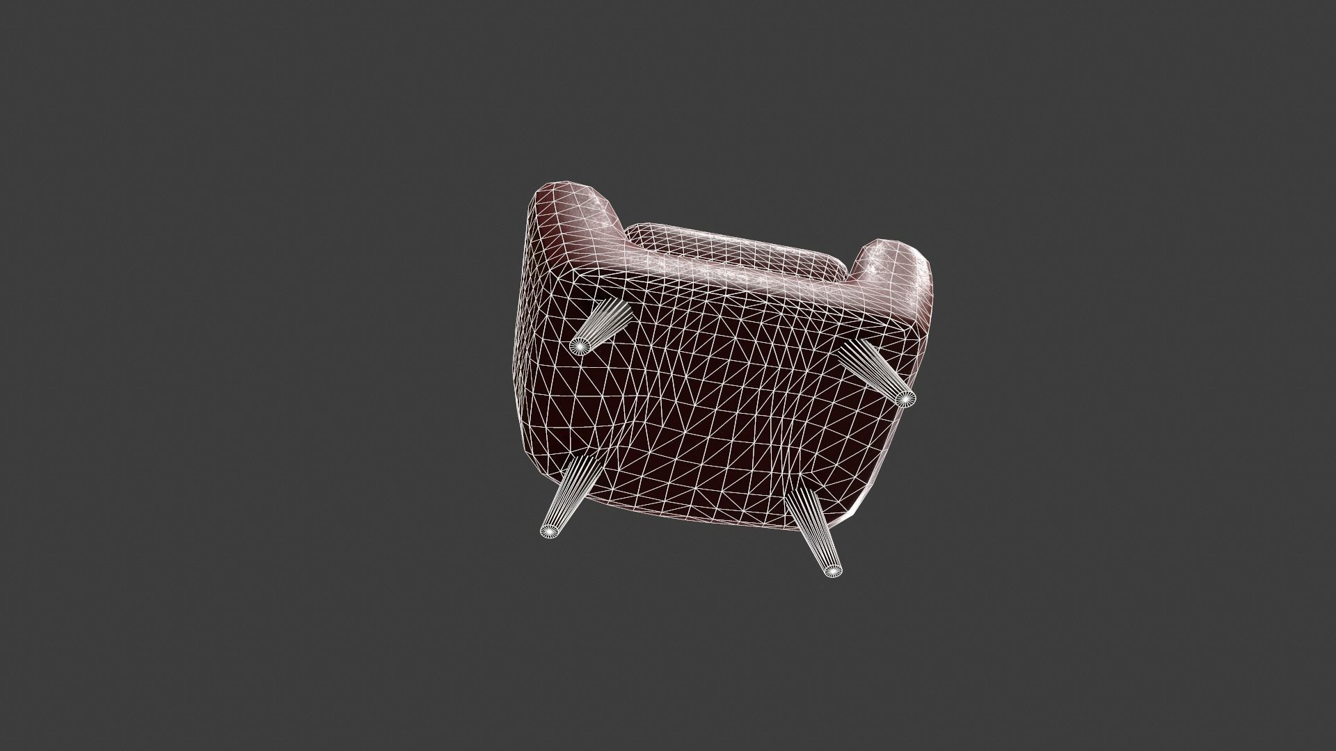 Red Leather Armchair Low-poly 3D model_25