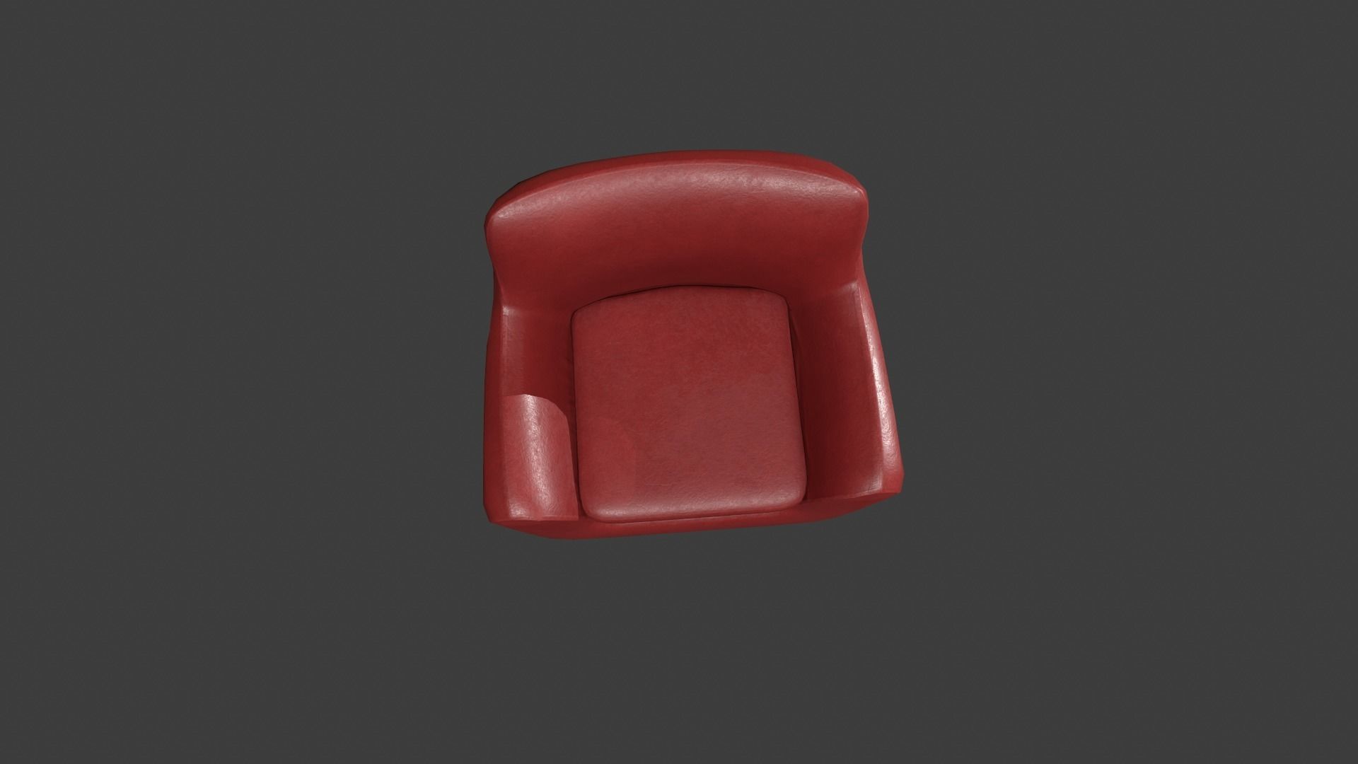 Red Leather Armchair Low-poly 3D model_12