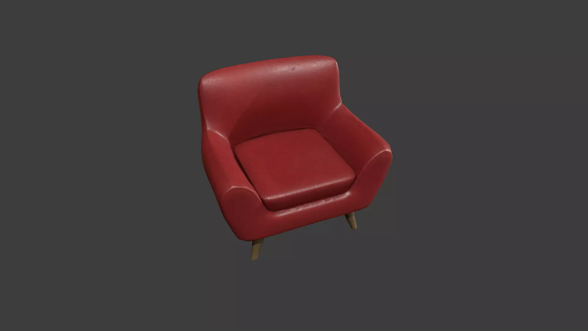 Red Leather Armchair Low-poly 3D model_0