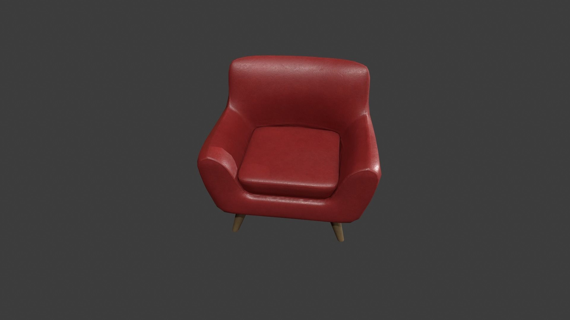 Red Leather Armchair Low-poly 3D model_1