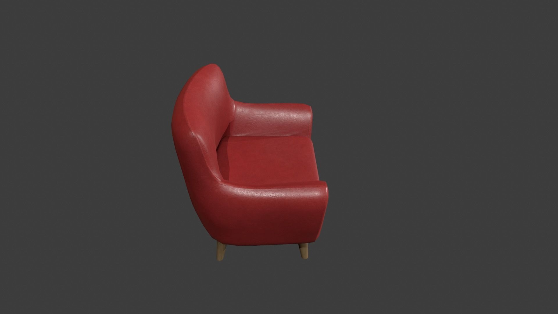 Red Leather Armchair Low-poly 3D model_8