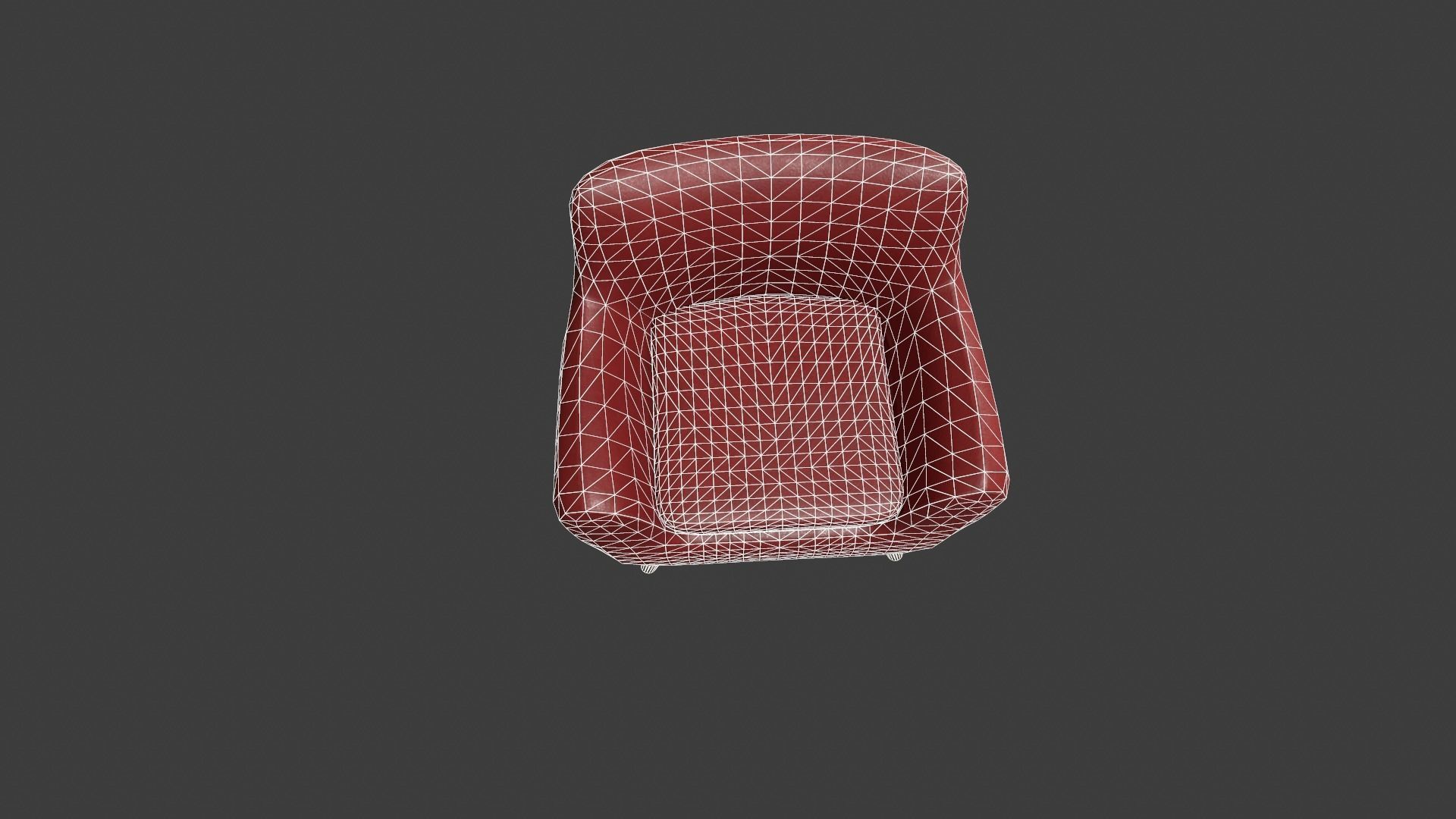 Red Leather Armchair Low-poly 3D model_24