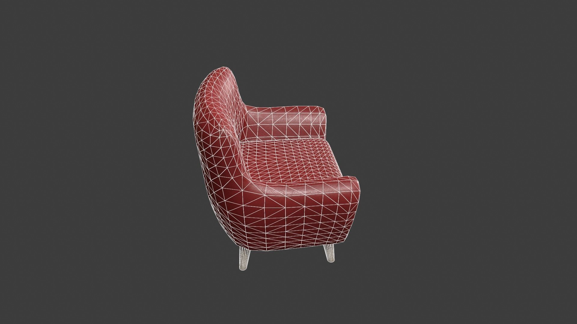 Red Leather Armchair Low-poly 3D model_21