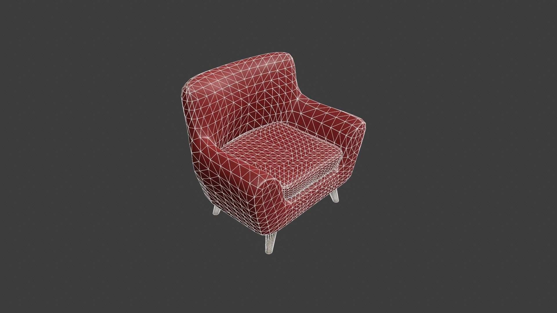 Red Leather Armchair Low-poly 3D model_22