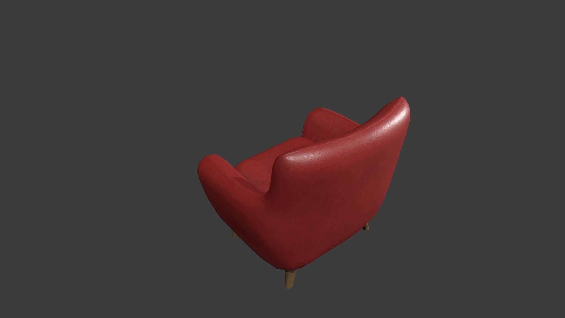 Red Leather Armchair Low-poly 3D model_5
