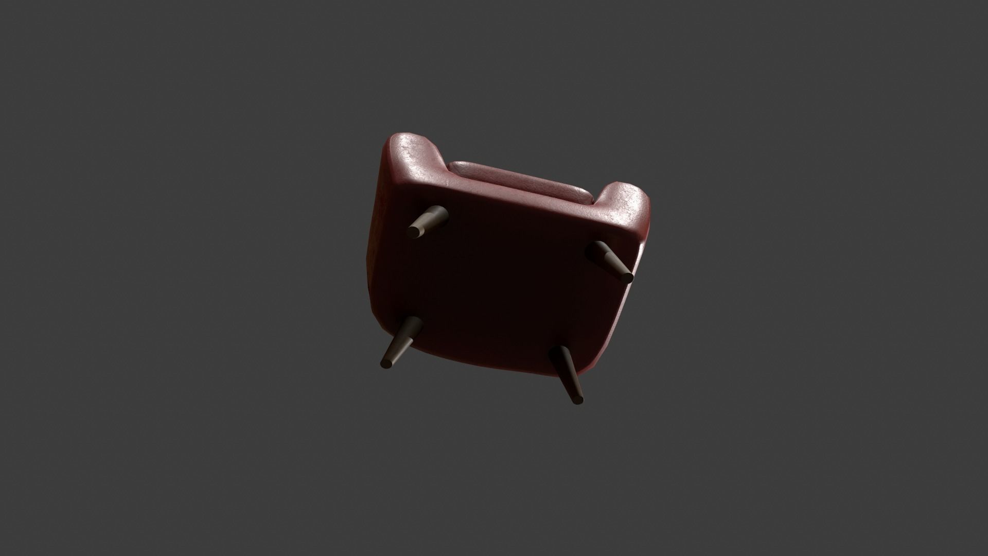 Red Leather Armchair Low-poly 3D model_13