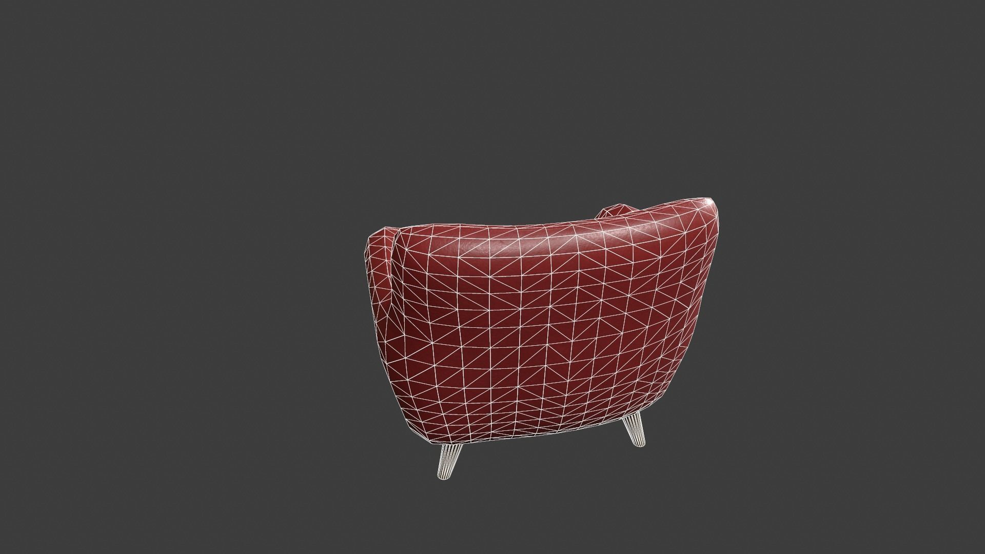 Red Leather Armchair Low-poly 3D model_19