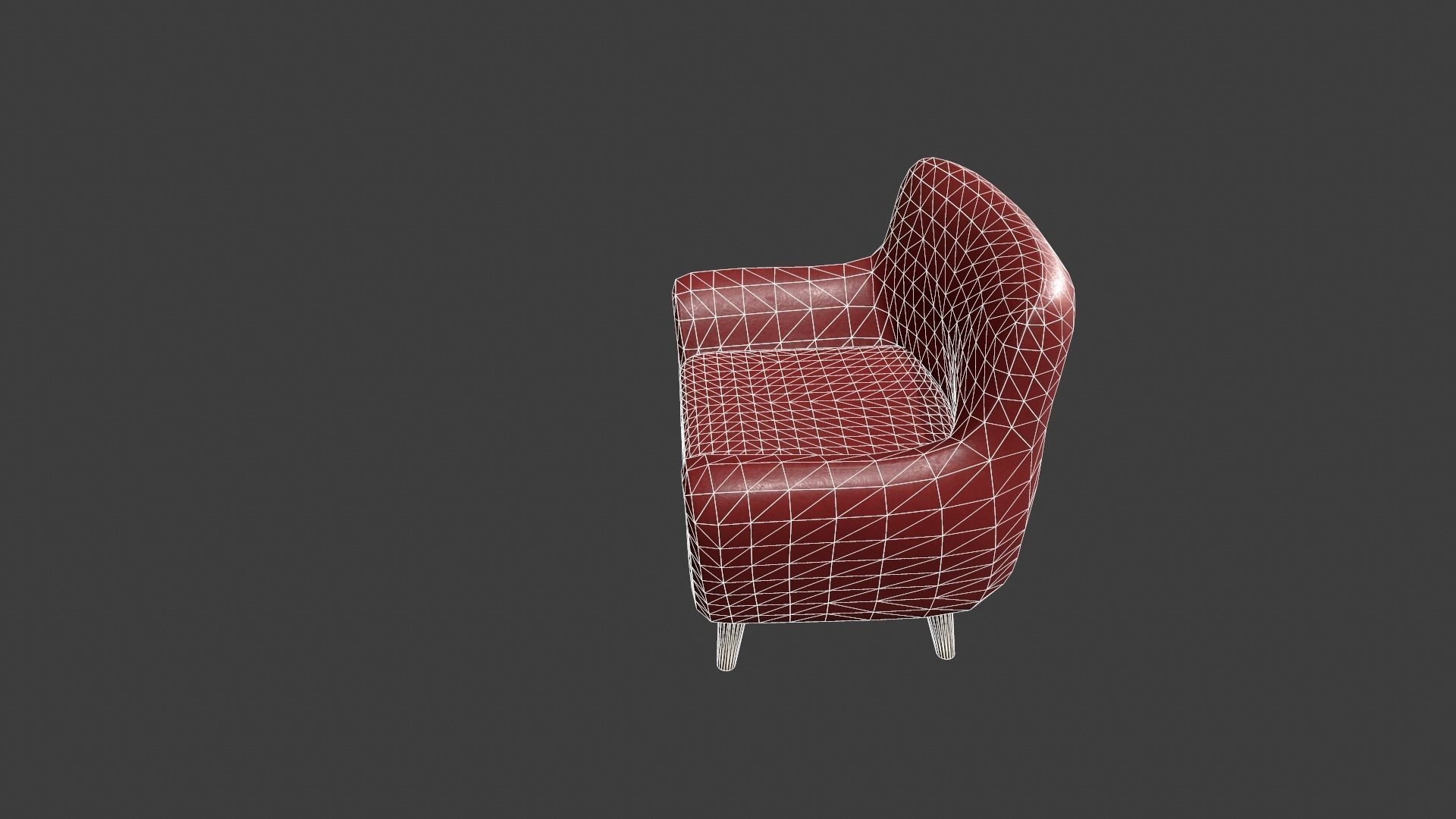Red Leather Armchair Low-poly 3D model_17