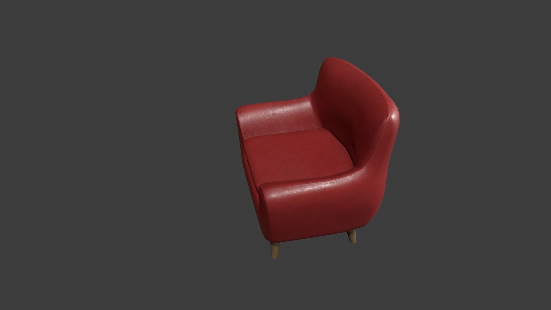 Red Leather Armchair Low-poly 3D model_3