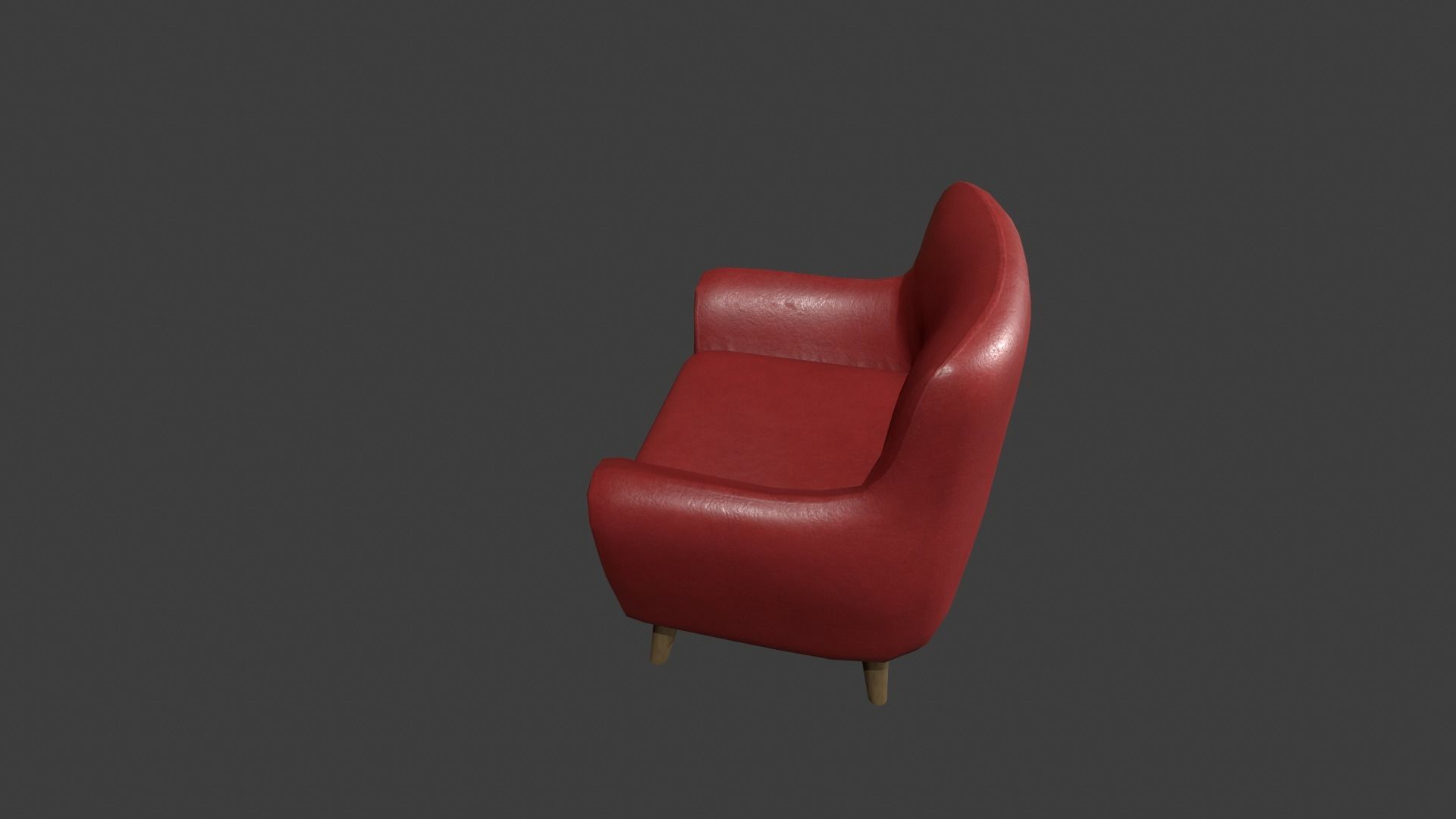 Red Leather Armchair Low-poly 3D model_4