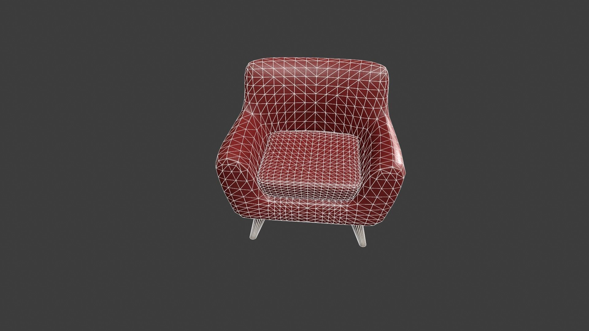 Red Leather Armchair Low-poly 3D model_23