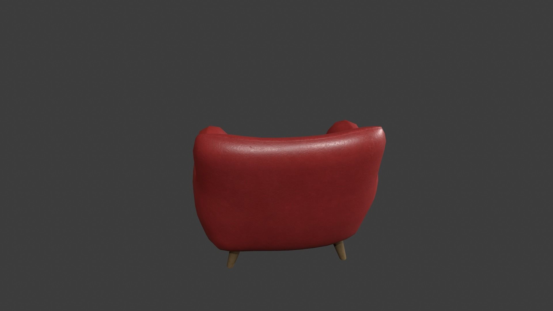 Red Leather Armchair Low-poly 3D model_6