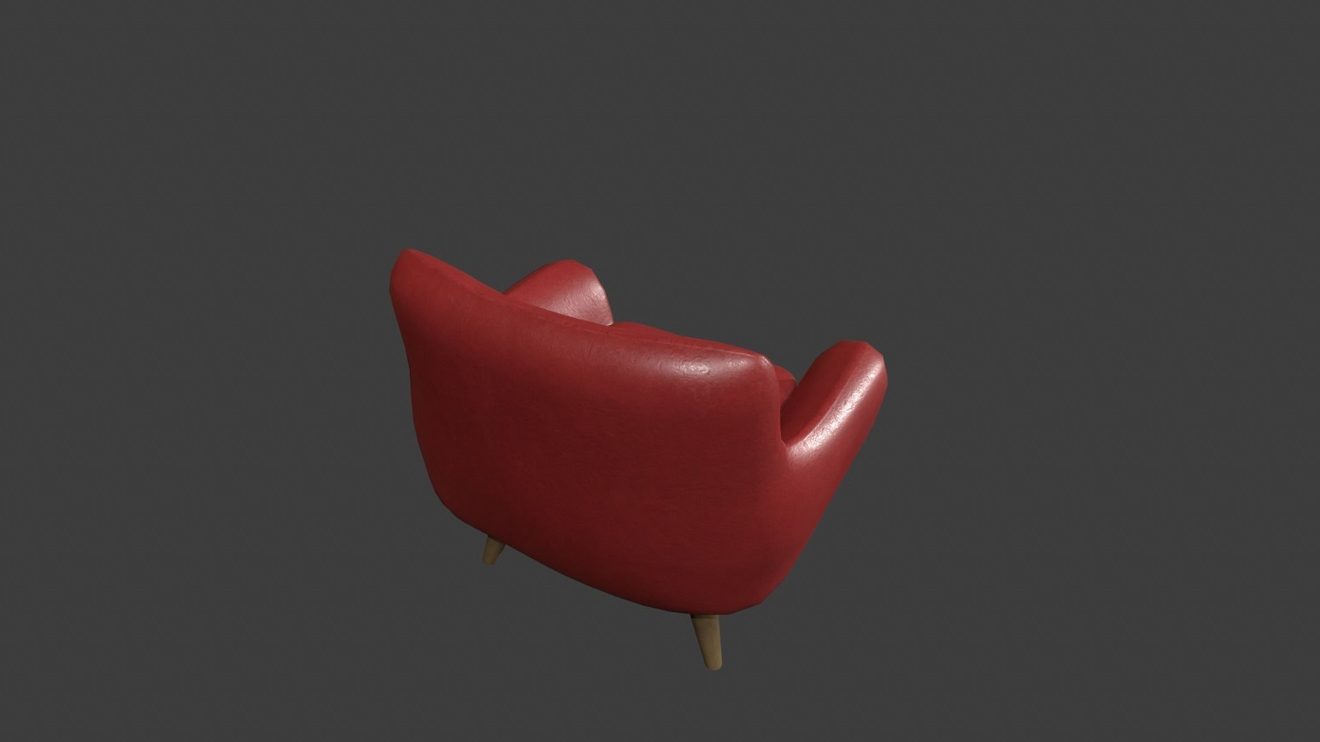 Red Leather Armchair Low-poly 3D model_7