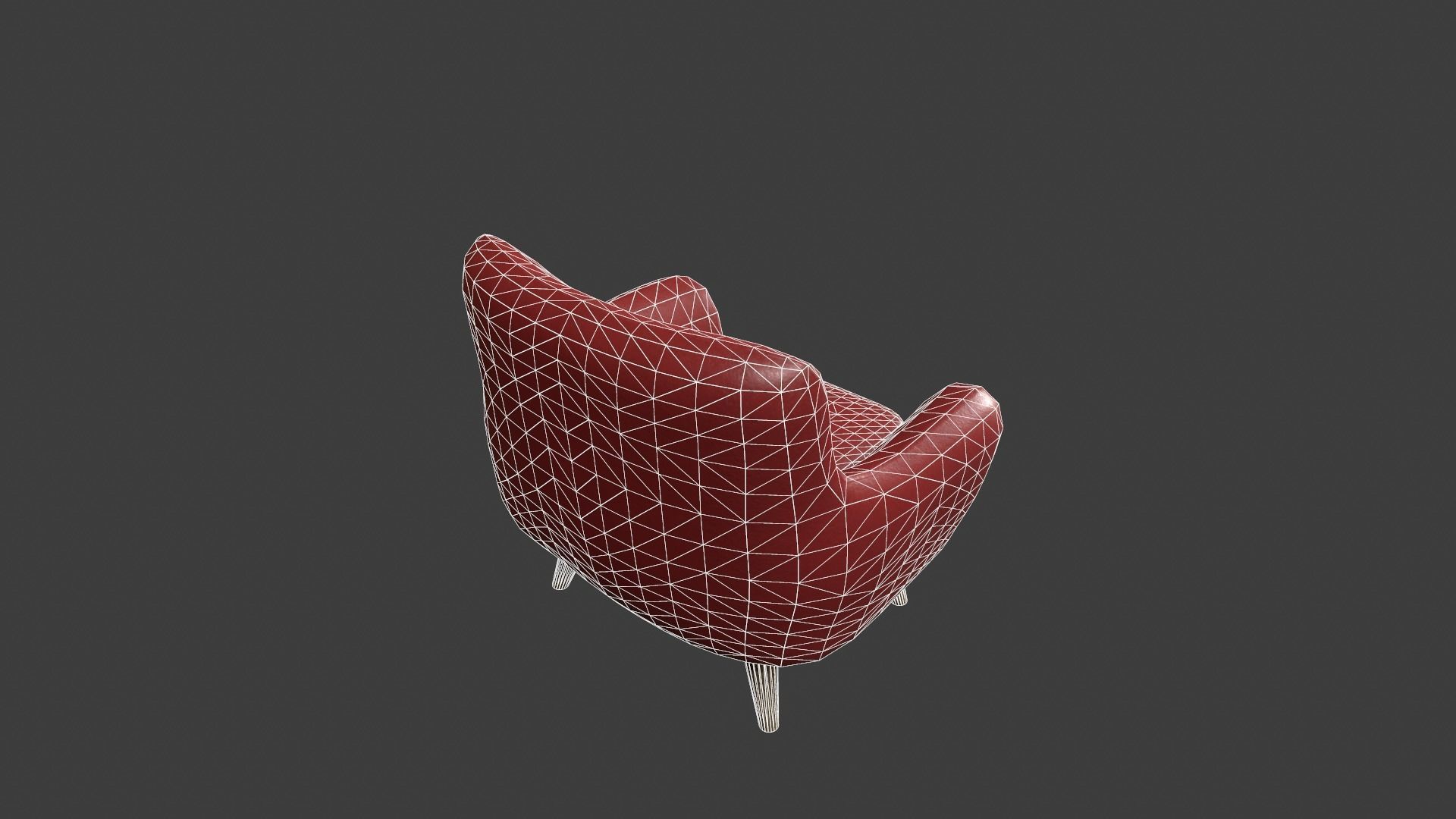 Red Leather Armchair Low-poly 3D model_20