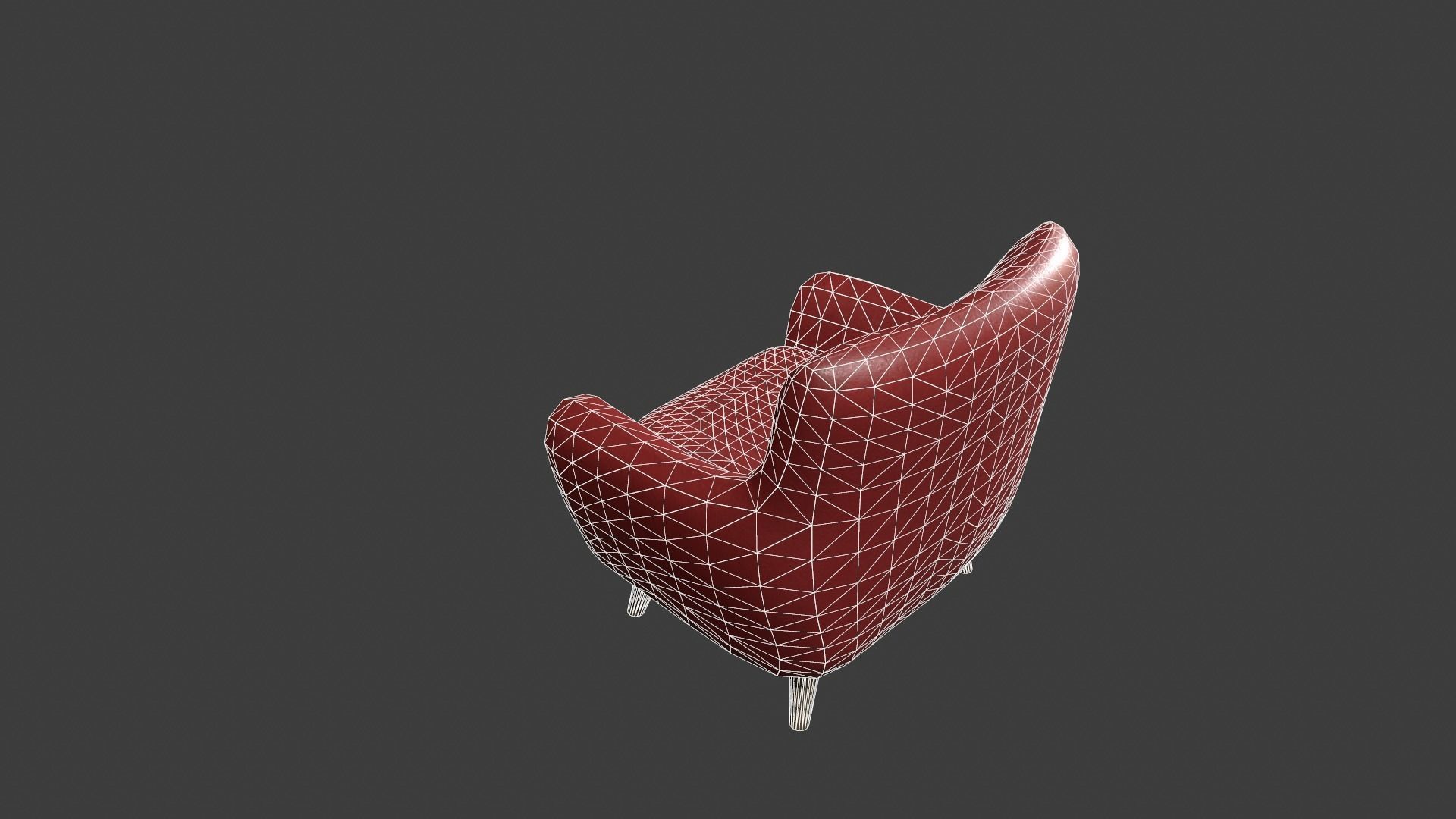 Red Leather Armchair Low-poly 3D model_18