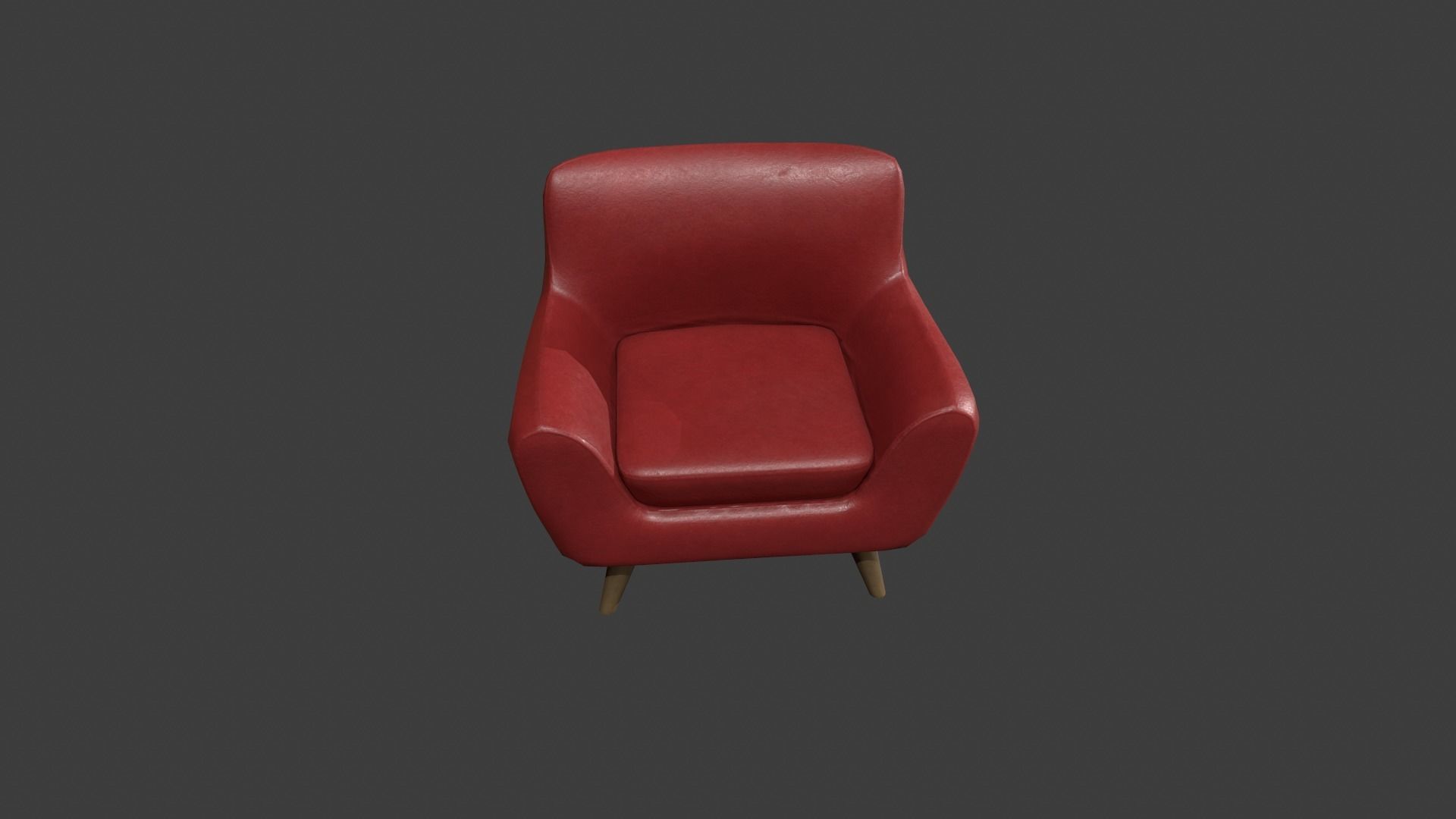 Red Leather Armchair Low-poly 3D model_11