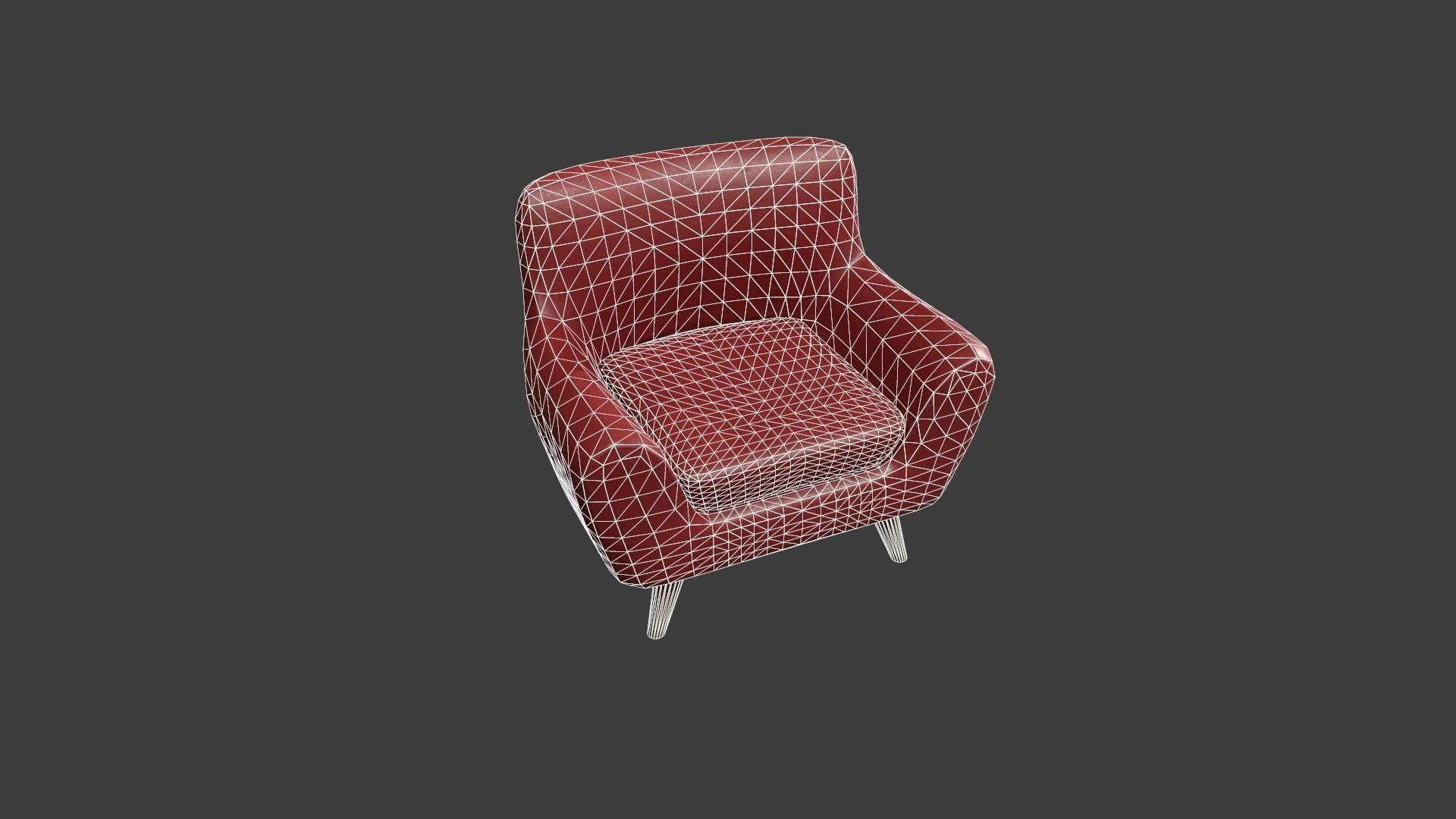 Red Leather Armchair Low-poly 3D model_14