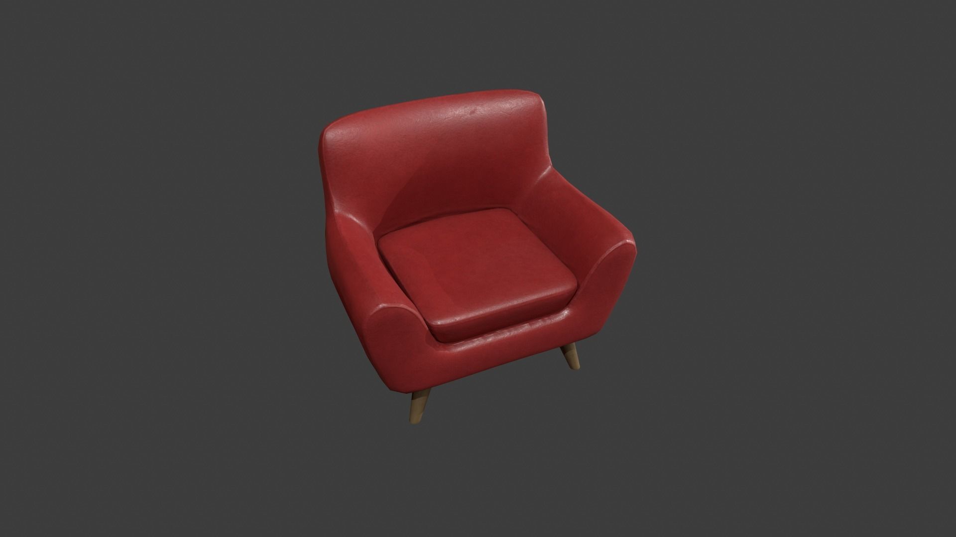 Red Leather Armchair Low-poly 3D model_10