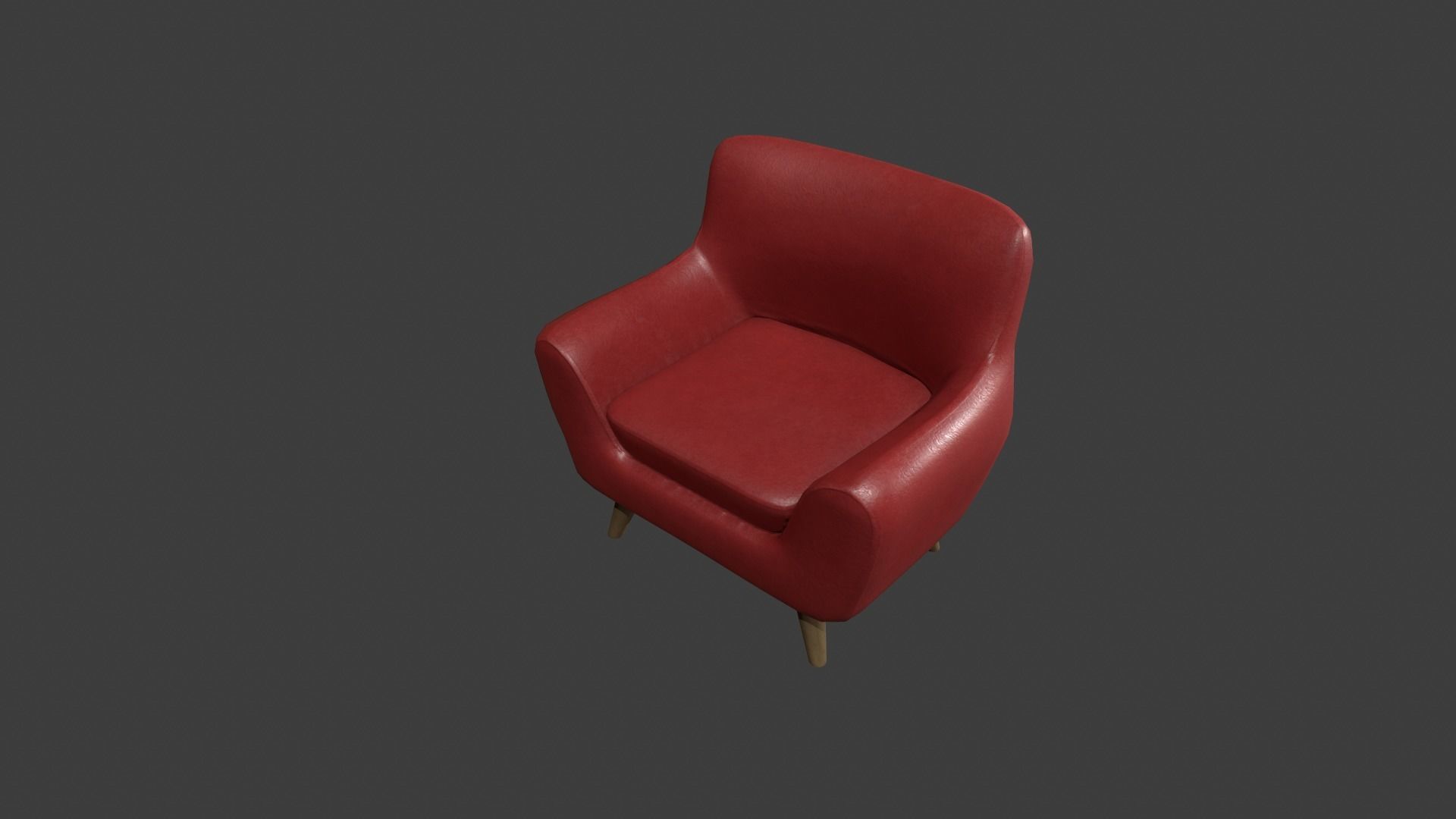Red Leather Armchair Low-poly 3D model_2