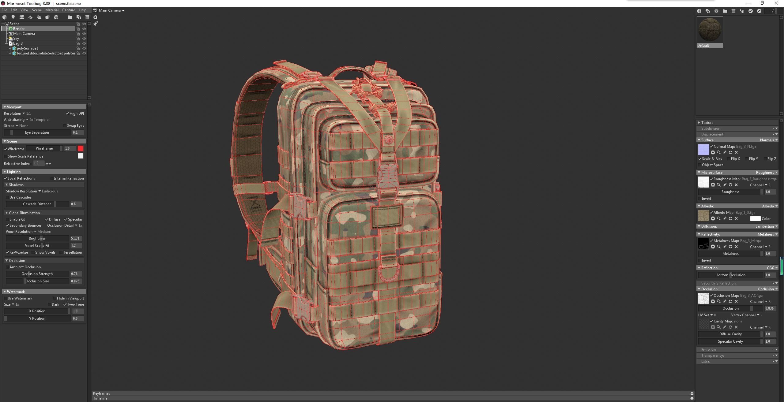 3D RealTime backpack Low-poly 3D model_8