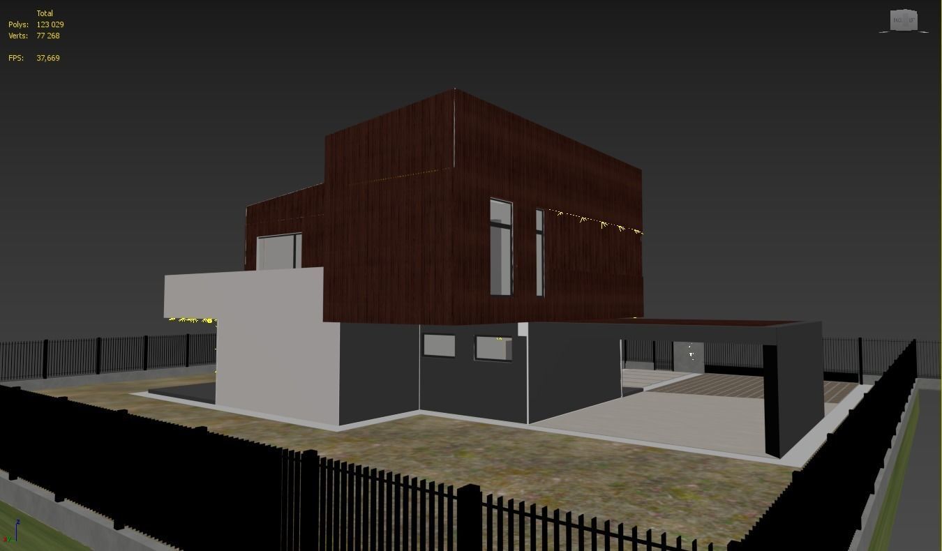 Modern house 03 Low-poly 3D model_1
