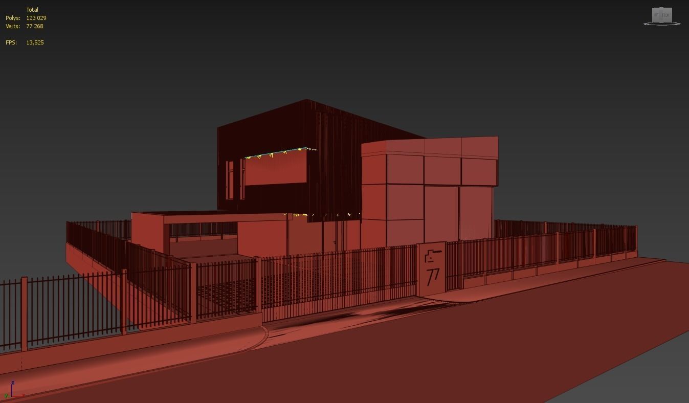 Modern house 03 Low-poly 3D model_3