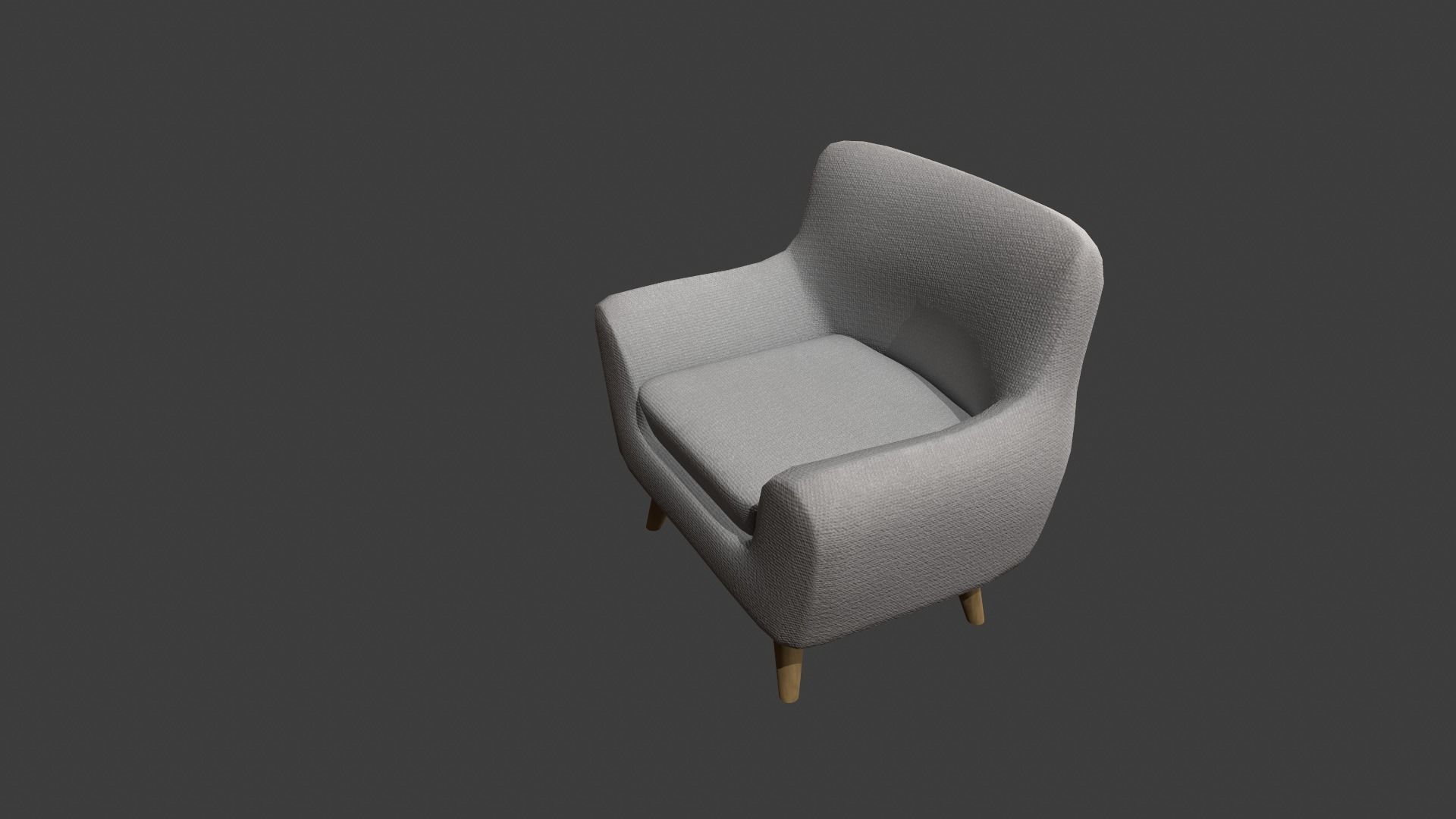 Light Grey Armchair Low-poly 3D model_3