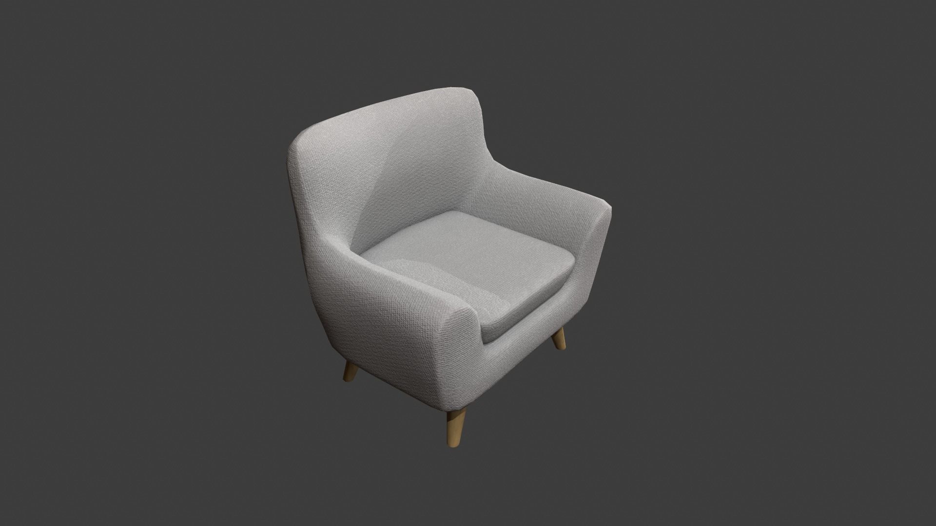 Light Grey Armchair Low-poly 3D model_10