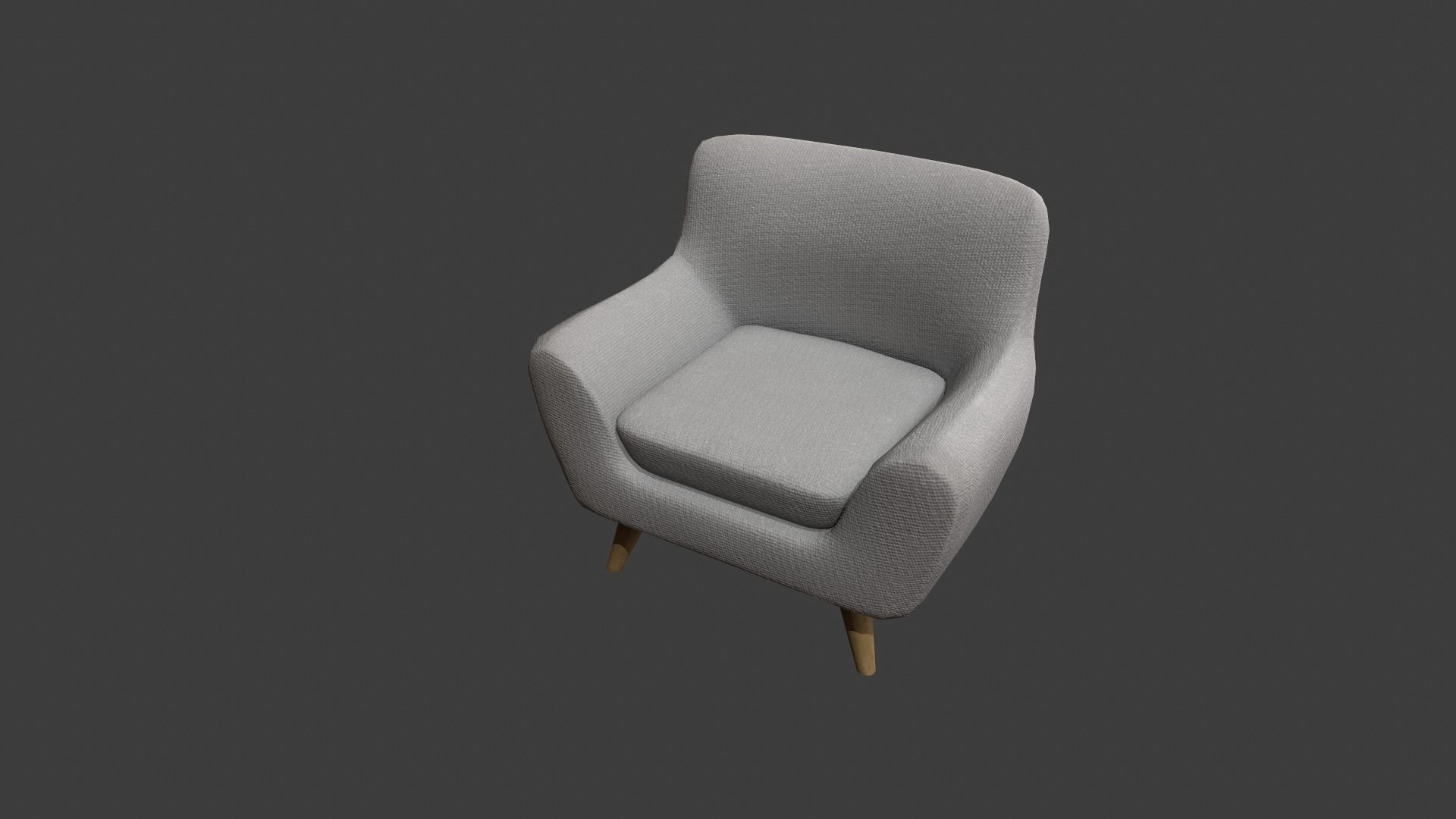 Light Grey Armchair Low-poly 3D model_2
