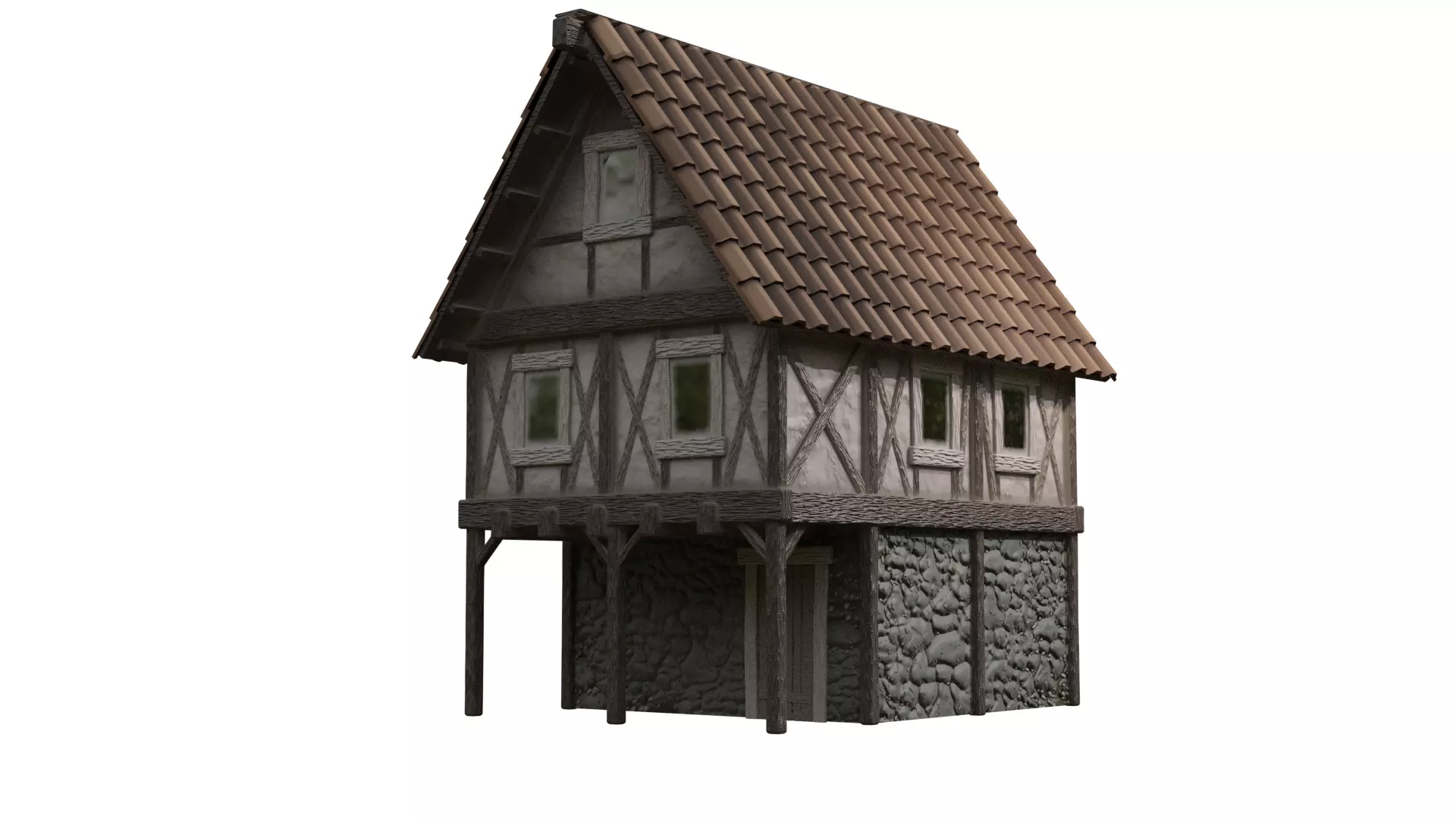 Medieval House Free low-poly 3D model