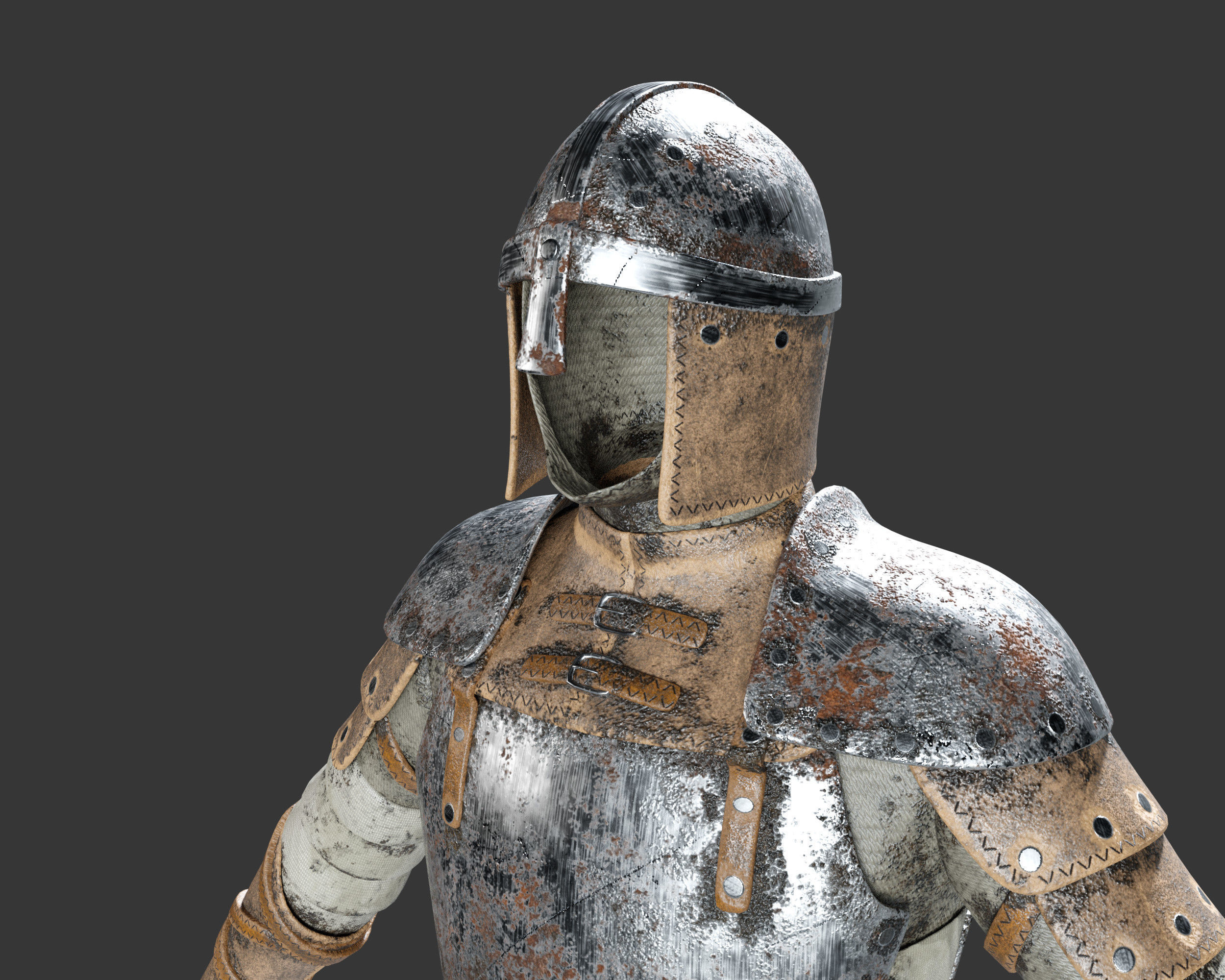 Medieval Crude Armor Suit Low-poly 3D model_31