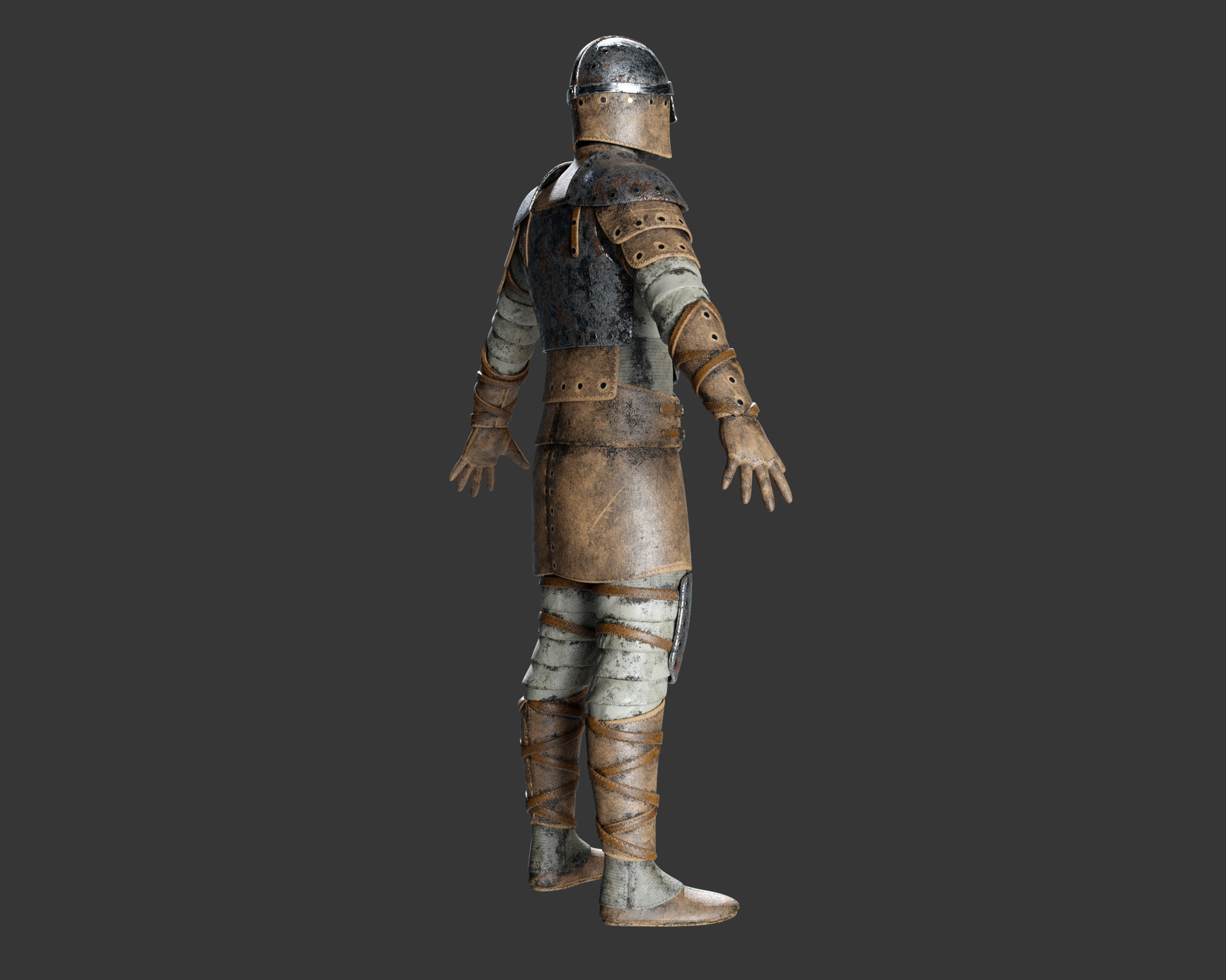 Medieval Crude Armor Suit Low-poly 3D model_8