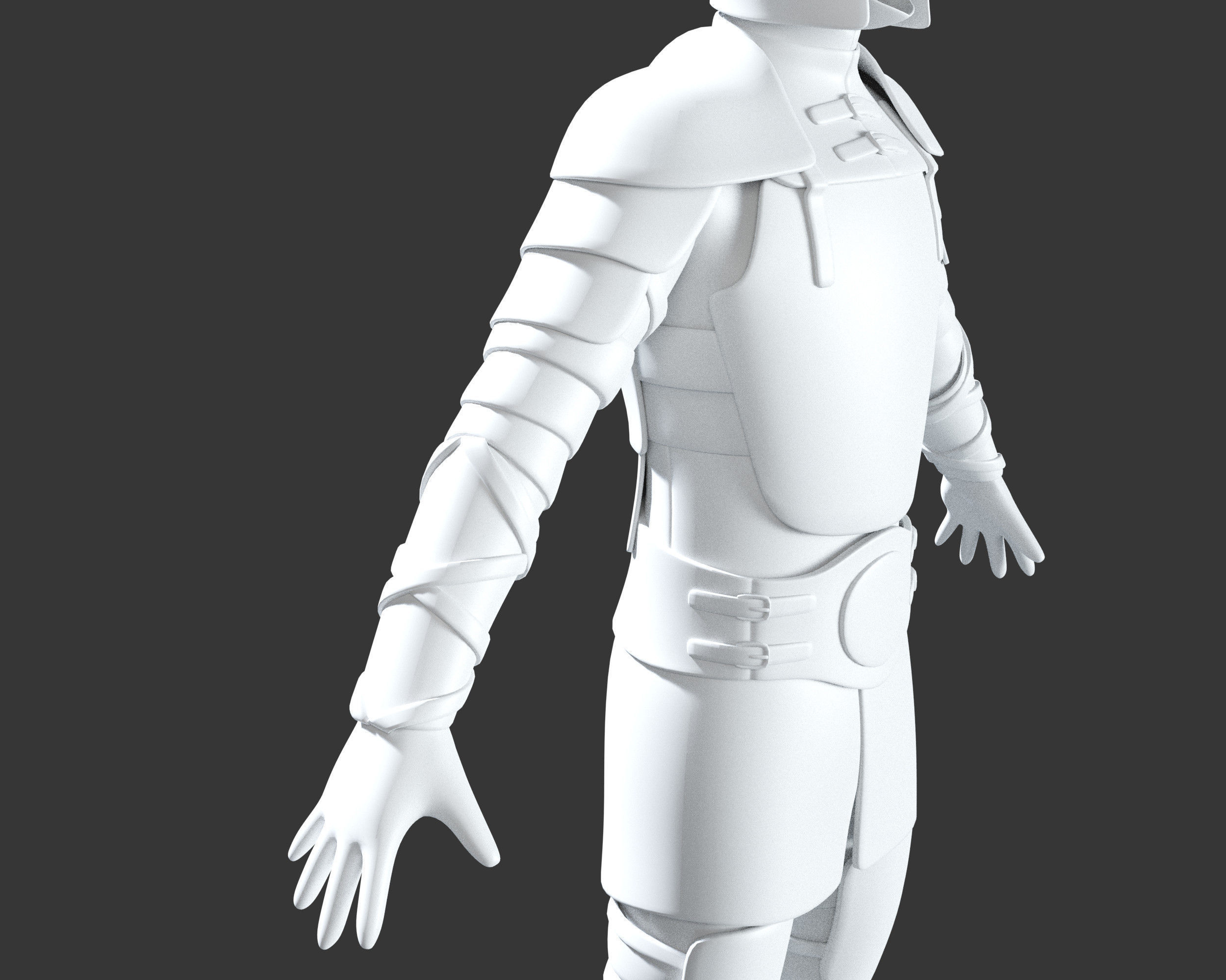 Medieval Crude Armor Suit Low-poly 3D model_29