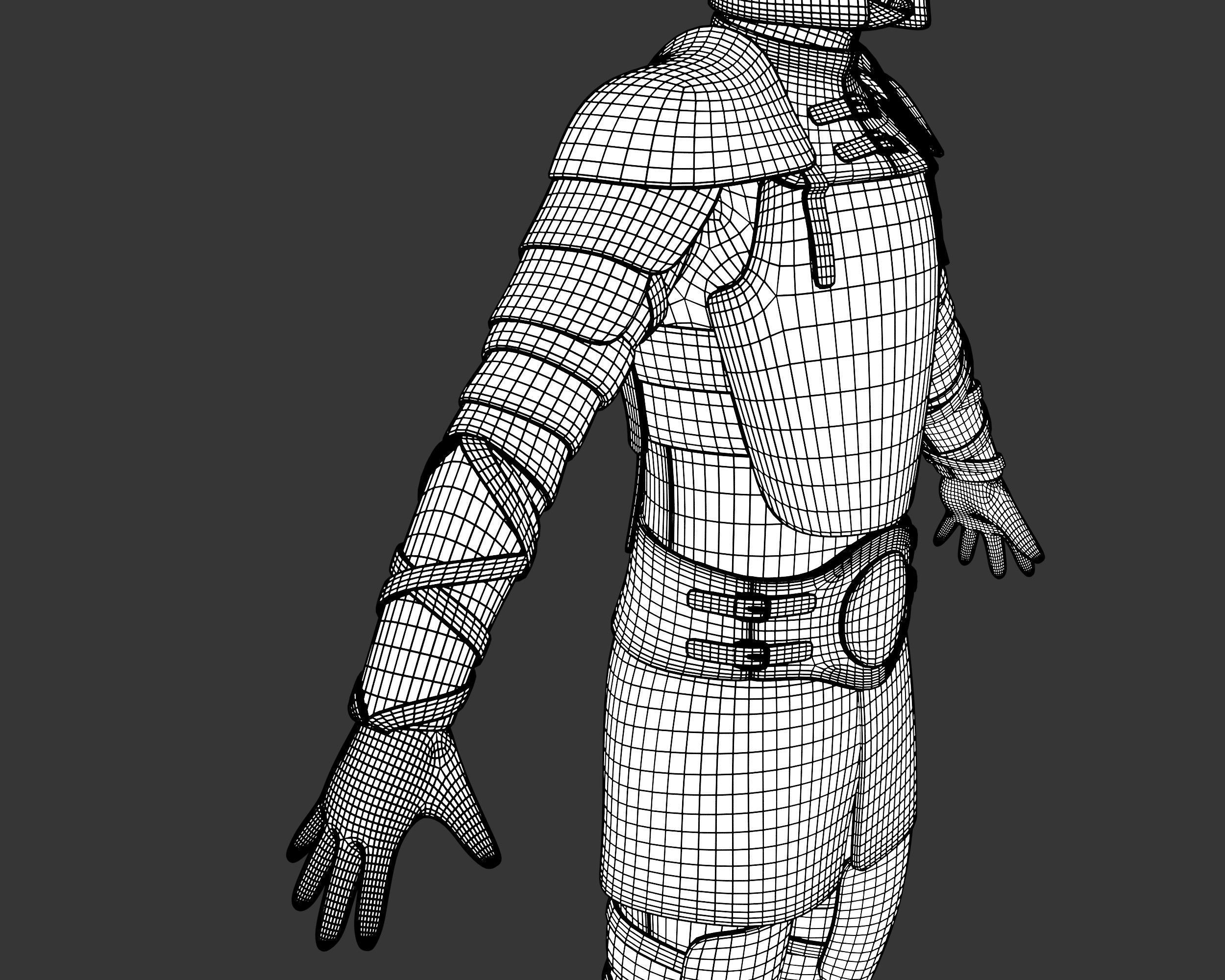 Medieval Crude Armor Suit Low-poly 3D model_30