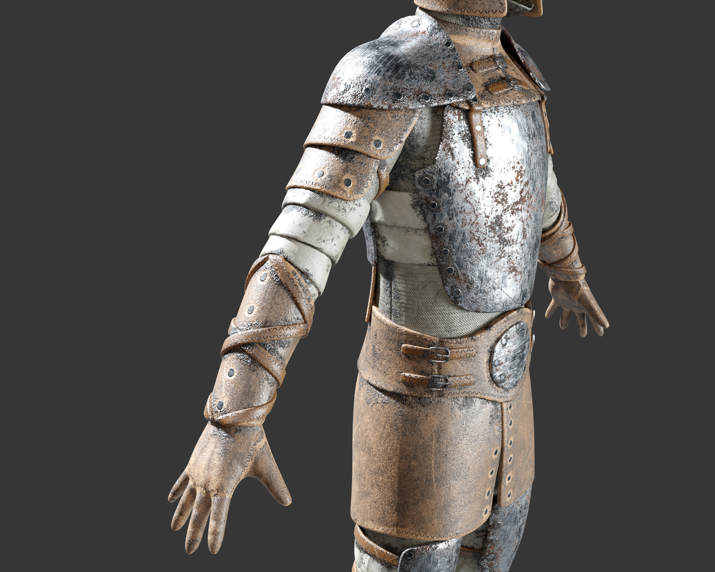 Medieval Crude Armor Suit Low-poly 3D model_28