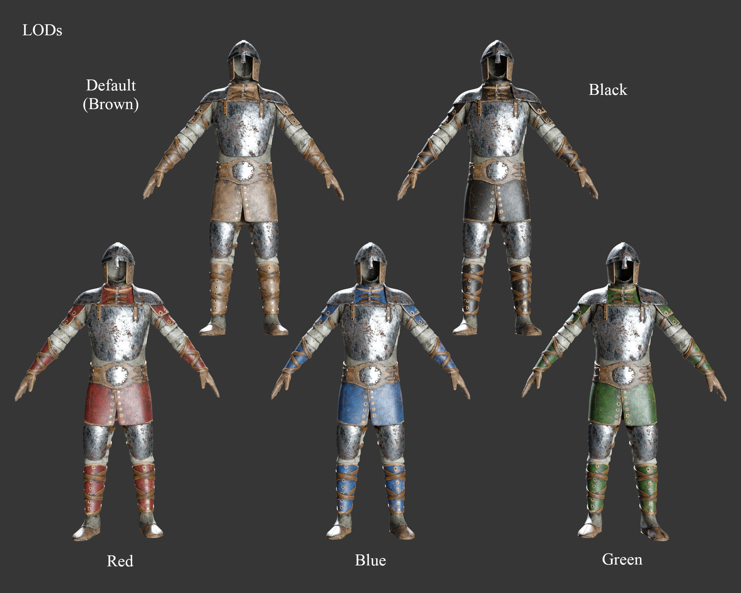 Medieval Crude Armor Suit Low-poly 3D model_3