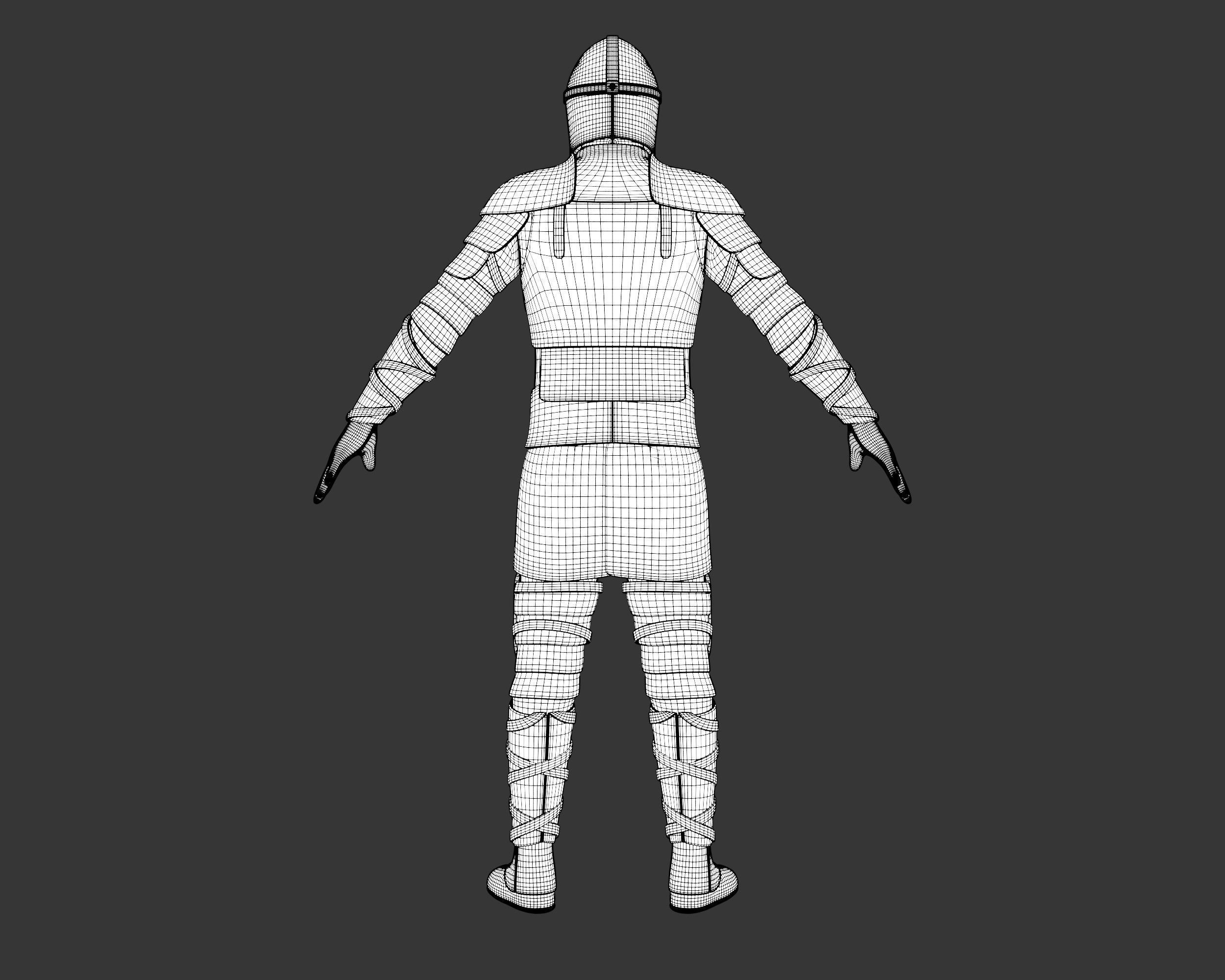 Medieval Crude Armor Suit Low-poly 3D model_19